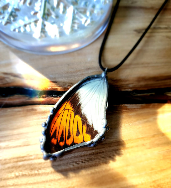 Orange Tip Butterfly Pendant