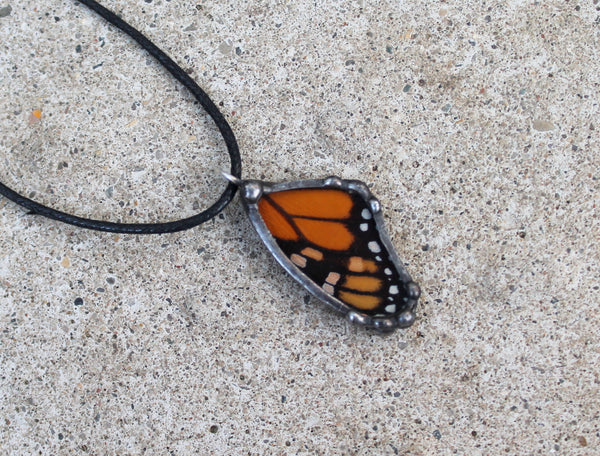 Small Monarch Butterfly Forwing Pendant, Tiny Monarch Necklace